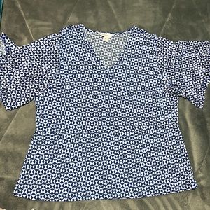 Liz Claiborne XL white and blue blouse